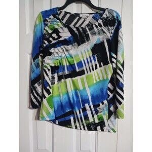 Women's Erm London 3/4 Sleeve Asymmetrical Blouse Size M Top